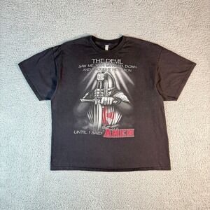 Knight Templar T-Shirt 2XL Devil Saw Me My Head Down Amen Cross Warrior